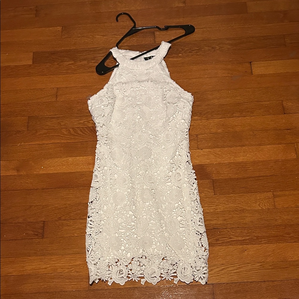 Lulu's White Floral Lace Mini Dress
